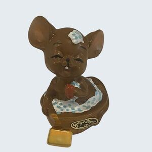 Josef Originals Bathing Mouse Figurine Walnut Shell Bathtub 🐭